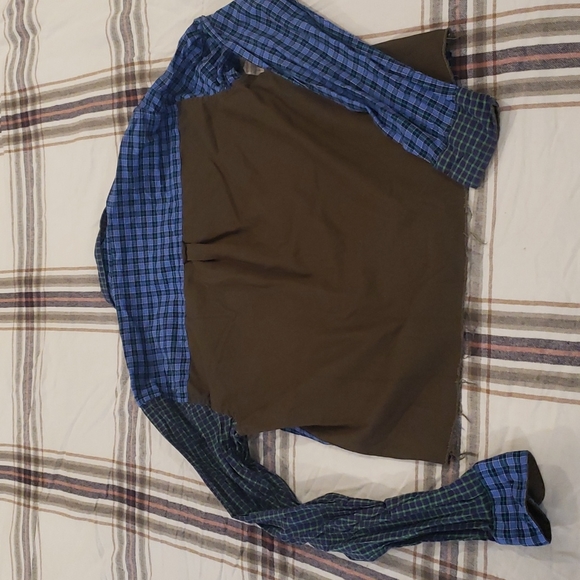 Scotch & Soda, Boys size M, plaid & olive Oxford shirt - Picture 2 of 3